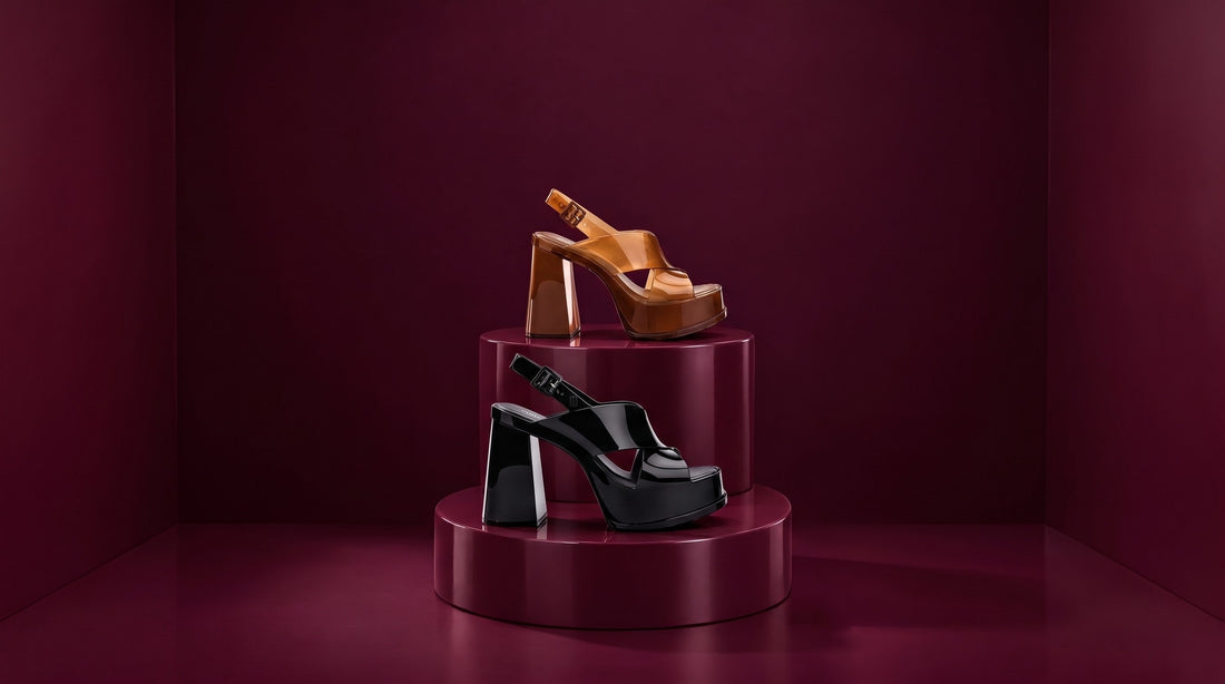 Melissa Dance Heel amber ve siyah, bordo kaide